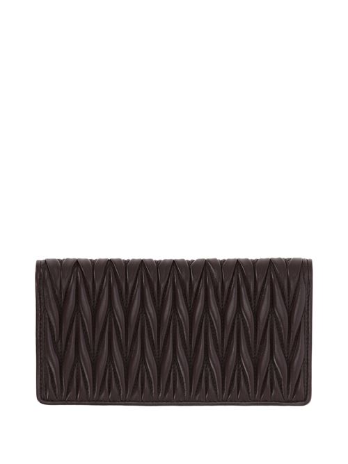 Chocolate brown matelassé wallet Miu Miu | 5MV0272FPPF0NBL